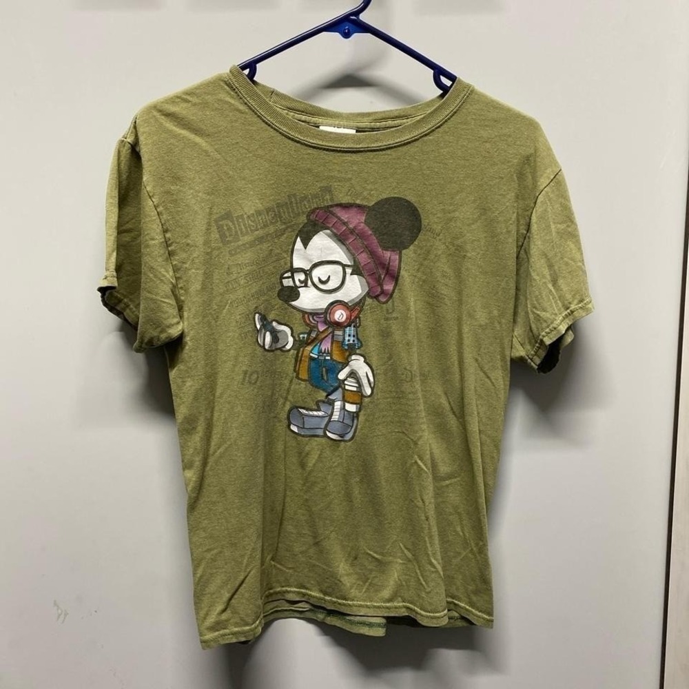 Disney WonderGround Gallery T-Shirt Women Hipster Mickey Green S Good